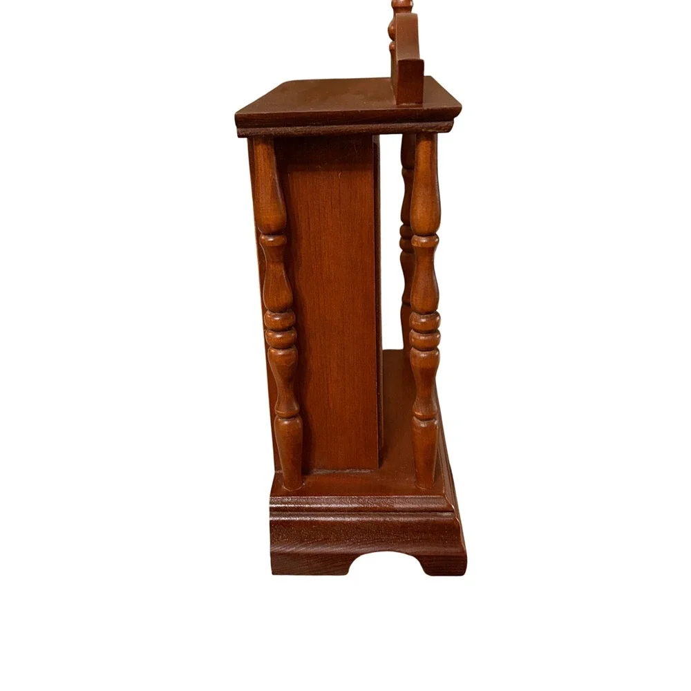 Vintage MaLeck Wood Mantel Clock Electric Spindle Pillars Roman Numerals Brown‎